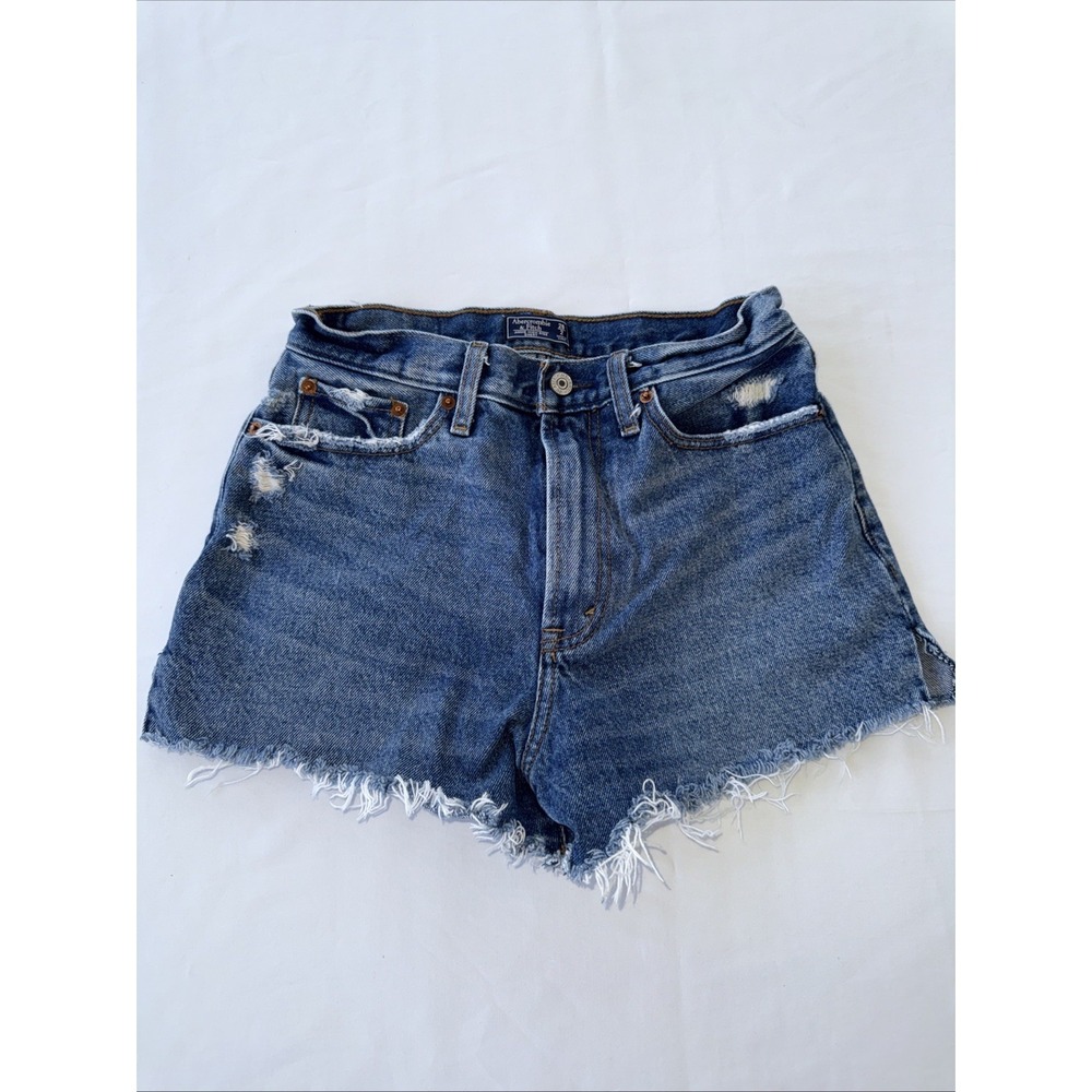 Abercrombie & Fitch Annie High Rise Jean Denim Shorts •Women 2/26• Distressed‎